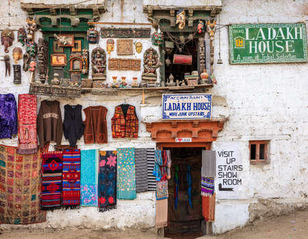 Leh, Ladakh, India, July 12, 2016: souvenir store display in Leh, Ladakh district of Kashmir, Indiaのeditorial素材