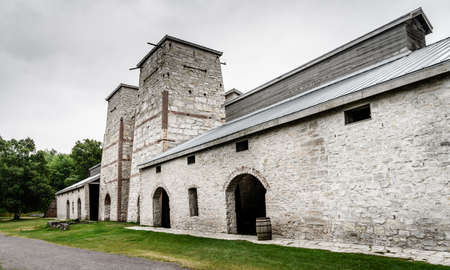 Blast furnace complex in Fayette Historic Townsite in Michiganのeditorial素材