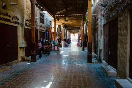 Dubai, UAE, October 7, 2015: Dubai Spice Souk in the Old Town. Many shops are closed during midday.のeditorial素材