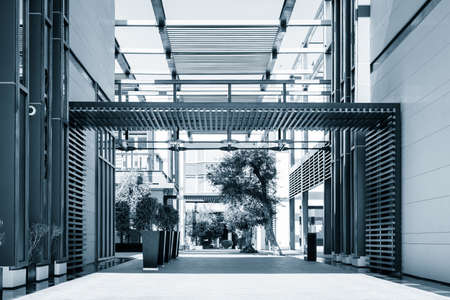 Modern architecture at Dubai City Walk - a popular shopping and restaurant districtの写真素材