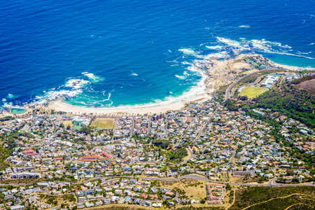 Aerial view of Camps Bay in Cape Town, South Africaの写真素材