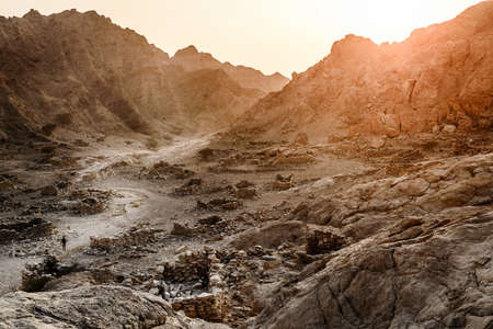 Ruins of an ancient village in the mountains of Ras Al Khaimah, UAEの写真素材