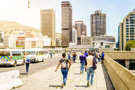 Cape Town, South Africa, February 9, 2018: Commuters on the upper deck of Cape Town Station near Civic Centre in Cape Town, South Africaのeditorial素材