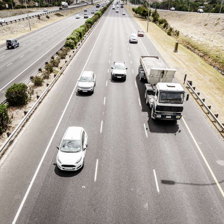 Topdown view of a highway  in Cape Town, South Africaの写真素材
