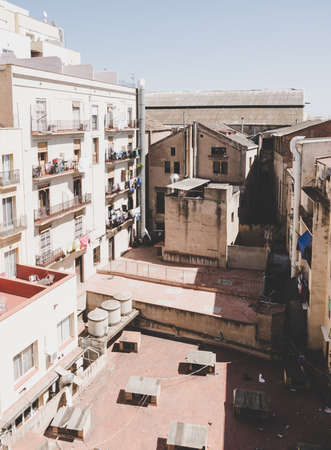 Residential courtyard in Barcelona, Spainの写真素材
