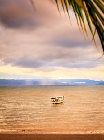Storm over Pavon Bay on the Pacific coast of Costa Ricaの写真素材