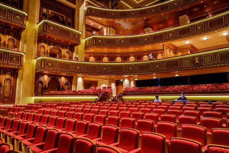 Muscat, Oman, December 3, 2016: Interior view of Royal Opera House  in Muscat, Oman
