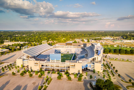 Lexington, Kentucky, July 25, 2020: Aerial view of Kroger Field football stadium of University of...