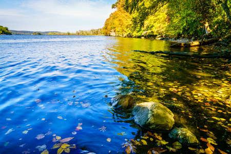Scenic view of the Connecticut River in fall. Gillette Castle State parkの写真素材