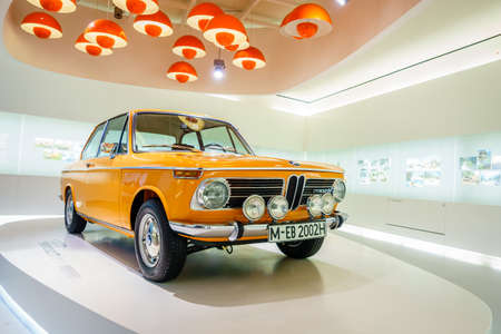 Munich, Germany, September 29, 2015: Famous BMW 2002 Tii on display at BMW Museum in Munich, Germanyのeditorial素材