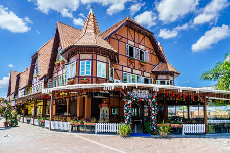 Blumenau, Brazil, January 20, 2022: A traditional German restaurant in German Village in the city of Blumenau, Brazilのeditorial素材