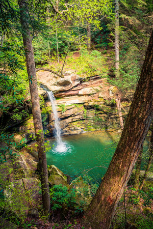 Top view of Flat Lick Falls in Jackson County of Kentuckyの写真素材