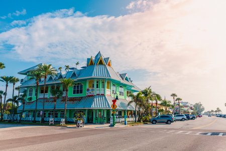 St Pete Beach, Florida, December 12, 2022: Beautiful building housing Hurricane Seafood Restaurant in St Pete Beach, FLのeditorial素材