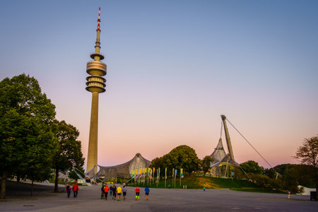 Munich, Germany, September 29, 2015: Olympic Park Munich - a sports and leisure complex which was built for the 1972 Summer Olympics.のeditorial素材