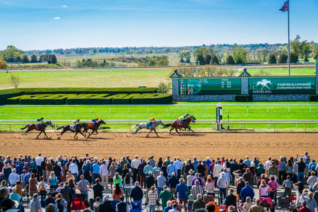 Keeneland, Lexington, Kentucky, October 18, 2023: Keenealand Fall Race Meet event, finish of the Race 2のeditorial素材