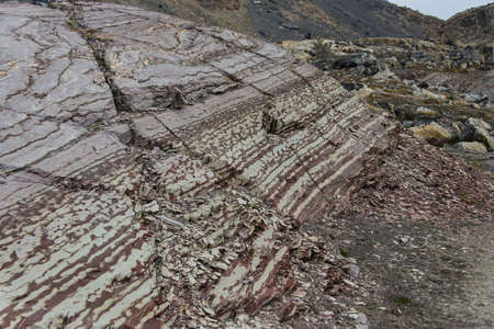 Colourful rocks in east Greenland close up. Rock texture.の写真素材