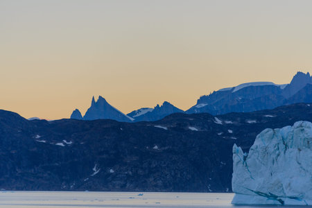 Beautiful landscape with iceberg in Greenland at summer time. Sunny weather.
