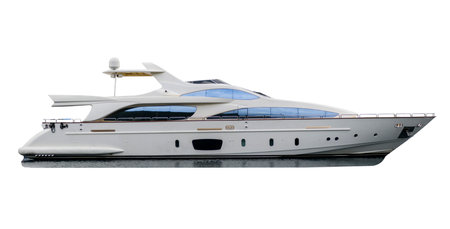 Luxury super yacht isolated on white background. Large mega yacht. Motor yacht.の写真素材