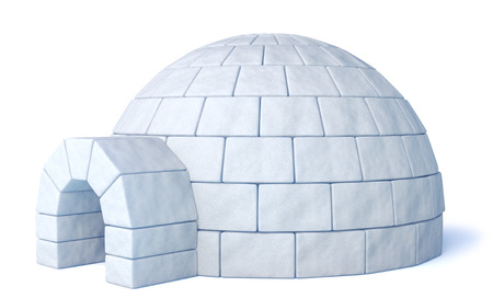 Igloo icehouse on isolated white three-dimensional illustrationの写真素材