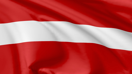 National flag of Republic of Latvia flying in the wind, 3d illustration closeup viewの写真素材