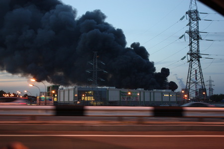 MOSCOW, RUSSIA, AUGUST 24 2014 - Large fire in a large shopping center in Moscowのeditorial素材