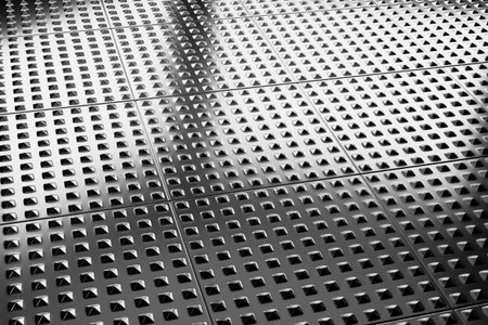 Abstract industrial creative metal construction monochrome illustration: industrial steel flooring...