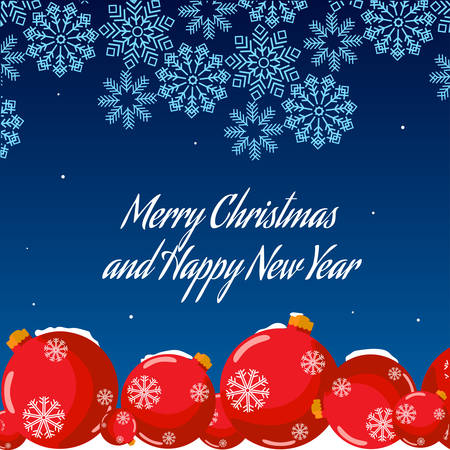 Christmas snowflakes and red balls vectorのイラスト素材