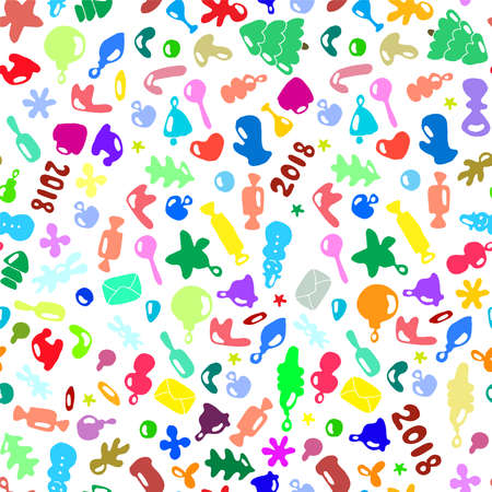 Merry Christmas and Happy New Year seamless background pattern. Will be perfect foe wrap paper, textile, backgroundのイラスト素材
