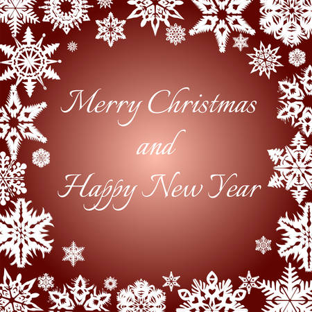 Merry Christmas and Happy New Year Celebration Snowflakes vector postcard.のイラスト素材