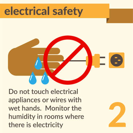 Occupational Safety and Health vector icons and signs set. Electrical safety.のイラスト素材