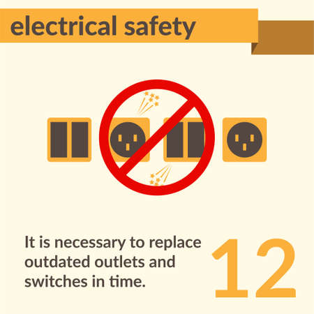 Electrical safety and electric shock risk caution sign.のイラスト素材