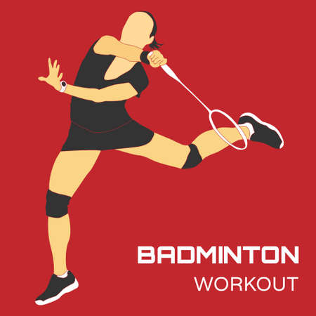 Badminton workout flat vector illustration. Will be use for banner, textile, poster, web.のイラスト素材