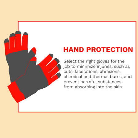 Occupational Safety and Health vector icons and signs set. Protective helmet goggles, footwear, and respirator from radiation, chemical, and bio dangerous.のイラスト素材