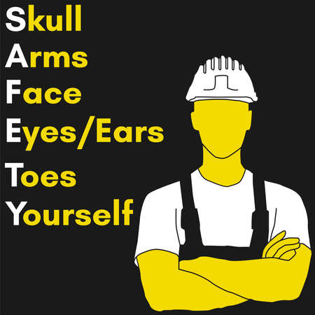 Personal Protective Equipment and Wear set. Will be use for Occupational Safety and Healthposter, sign and postcard.のイラスト素材