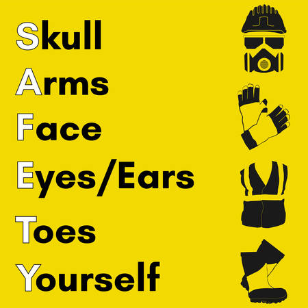 Personal Protective Equipment and Wear set. Will be use for Occupational Safety and Healthposter, sign and postcard.のイラスト素材