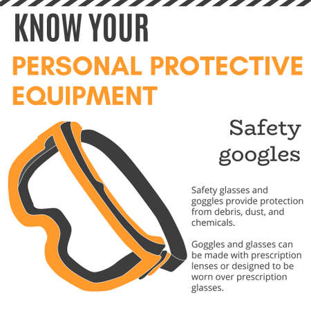 Personal Protective Equipment and Wear set. Will be use for Occupational Safety and Health poster, sign and postcardのイラスト素材