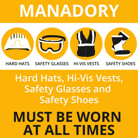 Personal Protective Equipment and Wear set. Will be use for Occupational Safety and Health poster, sign and postcardのイラスト素材