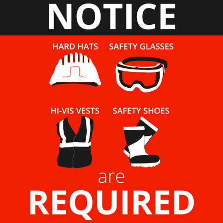 Personal Protective Equipment and Wear set. Will be use for Occupational Safety and Health poster, sign and postcardのイラスト素材