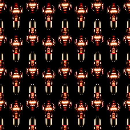 A pattern of red incandescent lamps on a black background. 3D rendering.