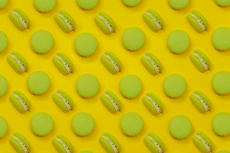 Flying macaroons with colorful backround