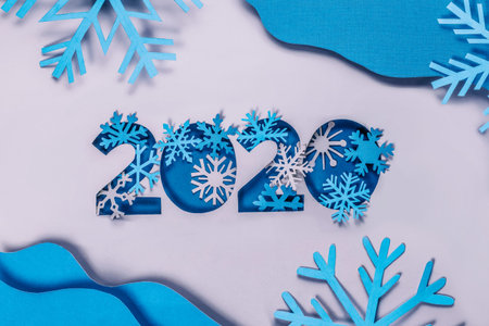 New year 2020 snowflakes paperの写真素材