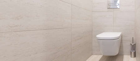 the Interior of the bathroom and toilet. minimalism and light colorsの写真素材