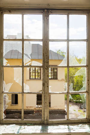 Interior of a destroyed building. Abandoned atmosphereの写真素材