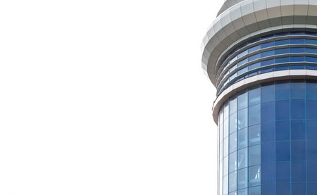 elements of the facade of a modern glass building. round and oval architecture