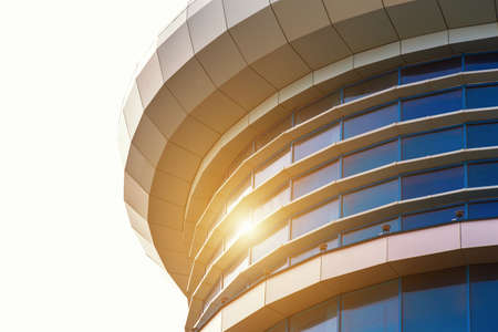 elements of the facade of a modern glass building. round and oval architectureの写真素材