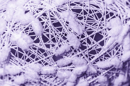 abstract photo. wicker lamp close-up in colors of the year 2018 Ultra Violet pantone.