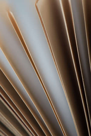 old book binding and page, close up photoの写真素材
