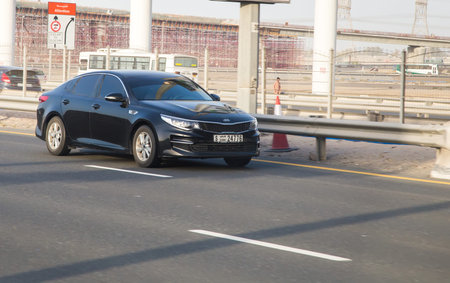 Dubai, UAE February 20, 2018: Car drive on the city highway