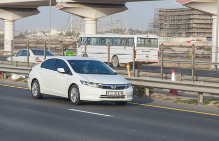 Dubai, UAE February 20, 2018: Honda car drive on the city highway