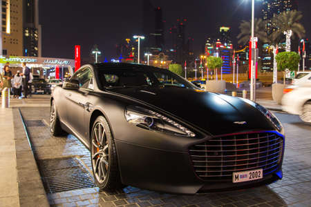 Dubai, UAE February 14, 2018: Aston Martin supercar in the parking lotのeditorial素材